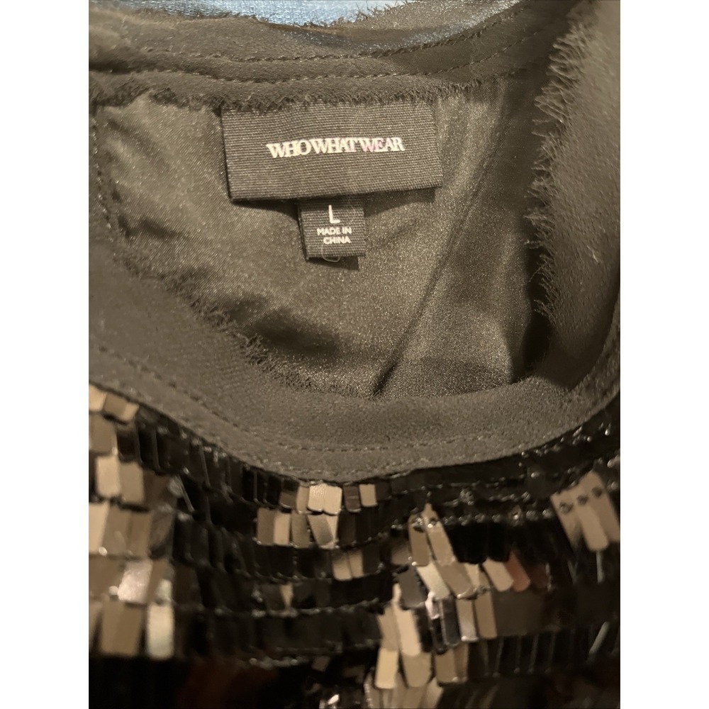WHO WHAT WEAR Women's Black Sequin Crew Neck Sleeveless Pullover Tank Top M - Picture 9 of 12